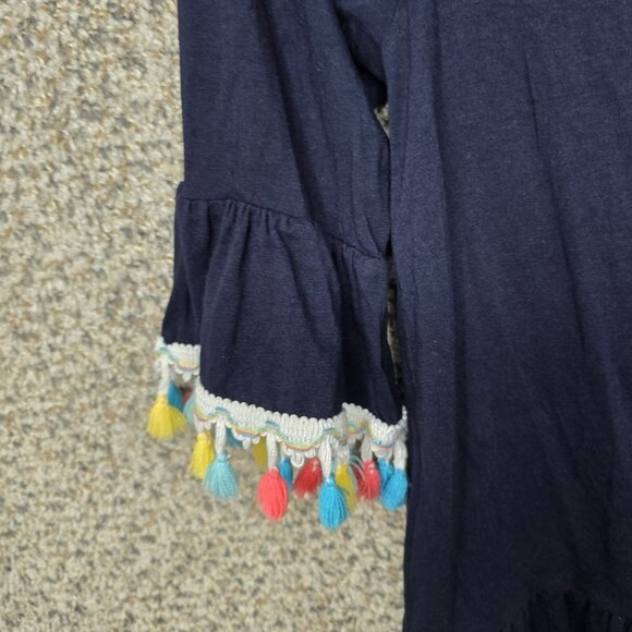 Crown & Ivy Top Womens Small Navy Blue Peasant Blouse Tassels Casual Ladies - Picture 3 of 7